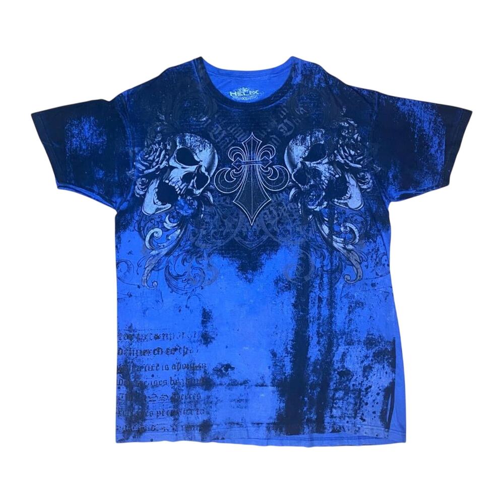 Hel FX Y2K Skull T Shirt Blue XL